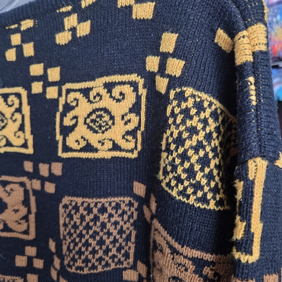 Vintage Geometric Knit Sweater Oversized Streetwear Colorblock 90s Pullover - Picture 5 of 5